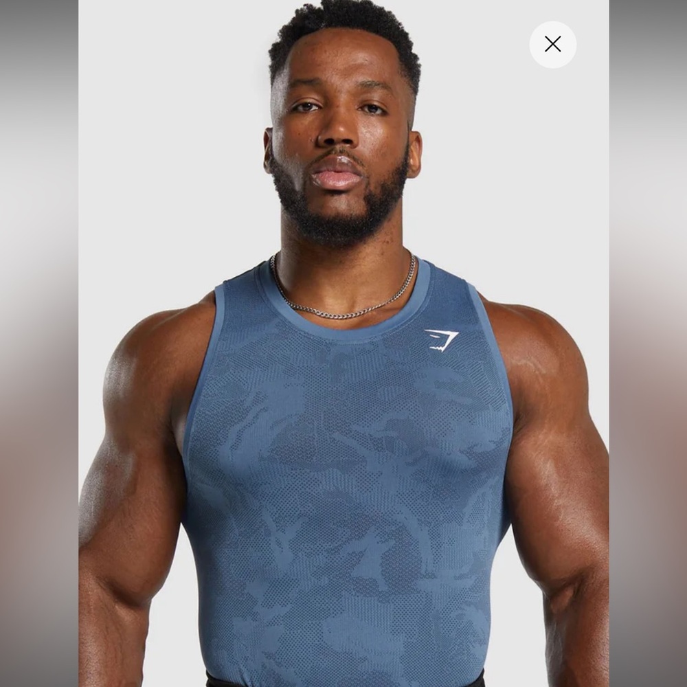 Gymshark Men’s Geo Seamless Tank Titanium Blue Size Large
